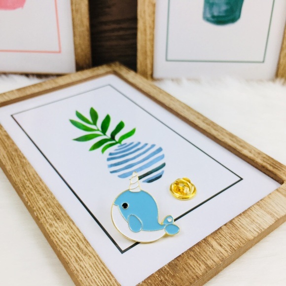 ‼️5 for $25 SALE‼️Cute Blue Narwhal Enamel Pin - Picture 2 of 4